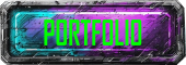 Cyber punk styled button with the word Portfolio.